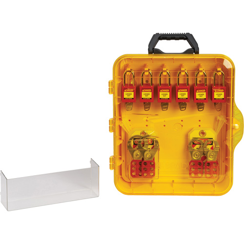 Station de cadenassage avec cadenas de s&eacute;curit&eacute; en nylon &agrave; cl&eacute; utilisant des cl&eacute;s identiques, Cadenas Plastique, Capacit&eacute; de 12, Cadenas Compris The Estey Group