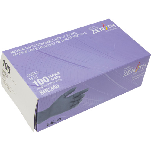 Gants jetables de calibre m&eacute;dical, Petit, Nitrile, 6 mils, Sans poudre, Noir, Classe 2 The Estey Group