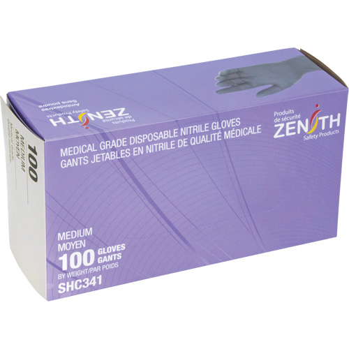 Gants jetables de calibre m&eacute;dical, Moyen, Nitrile, 6 mils, Sans poudre, Noir, Classe 2 The Estey Group