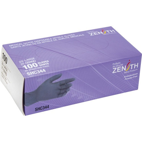 Gants jetables de calibre m&eacute;dical, 2T-Grand, Nitrile, 6 mils, Sans poudre, Noir, Classe 2 The Estey Group
