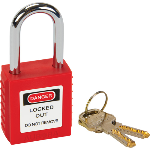 Safety Lock, Red, Keyed Different, Thermoplastic, 1-1/2" Width The Estey Group