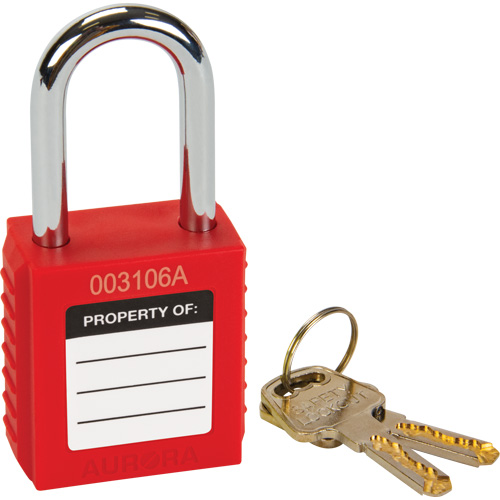 Safety Lock, Red, Keyed Different, Thermoplastic, 1-1/2" Width The Estey Group
