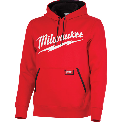 Chandail &agrave; capuchon de poids moyen avec logo Milwaukee, Hommes, Petit, Rouge The Estey Group