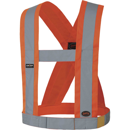 5490 4" Wide Adjustable Safety Sash, Meets/Exceeds CSA Z96 Class 2 - Level 2, High Visibility Orange, Silver Reflective Colour, One Size The Estey Group