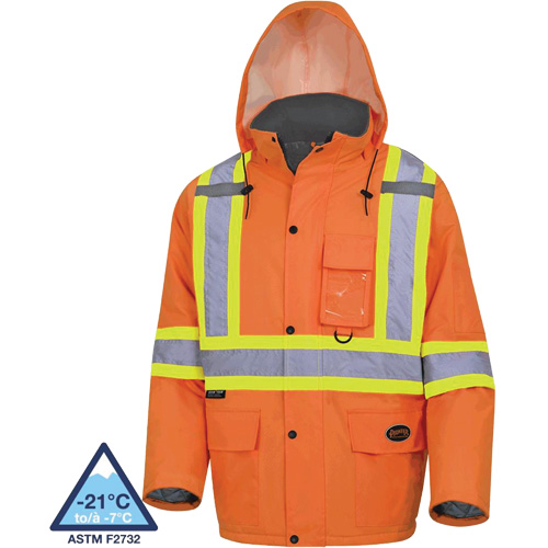 5030 Waterproof Quilted Safety Parka, High Visibility Orange, Small The Estey Group