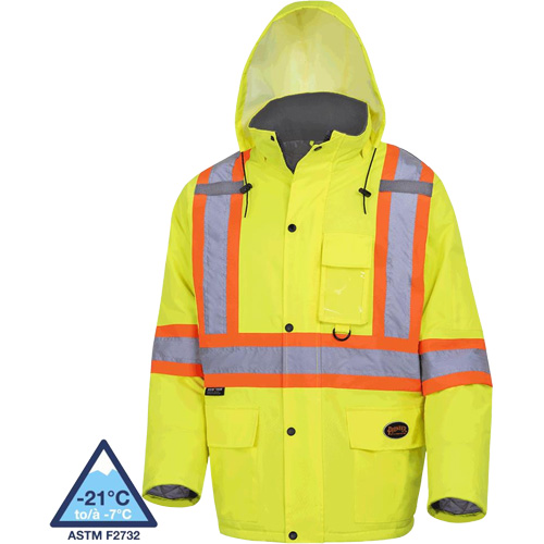 5031 Manteau de s&eacute;curit&eacute; matelass&eacute; imperm&eacute;able, Jaune lime haute visibilit&eacute;, Petit The Estey Group