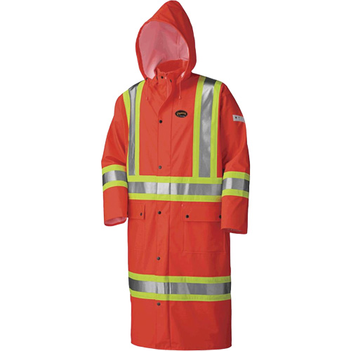 5896 Flame Resistant Waterproof Long Coat, Small, High Visibility Orange The Estey Group