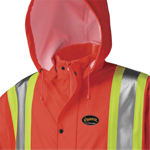 5896 Flame Resistant Waterproof Long Coat, Small, High Visibility Orange The Estey Group