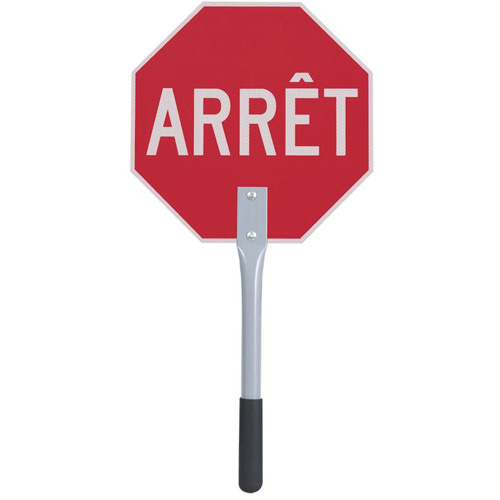 Panneau darr&ecirc;t/ralentissement de circulation – français, Coroplastique The Estey Group