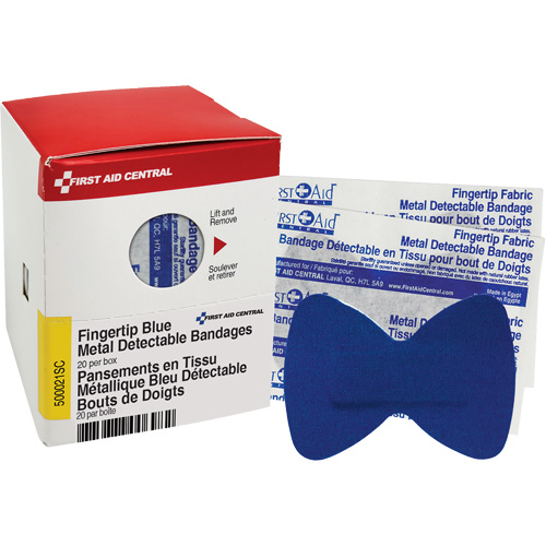 Fingertip Blue Detectable Bandages, Fingertip, Fabric Metal Detectable, Sterile The Estey Group