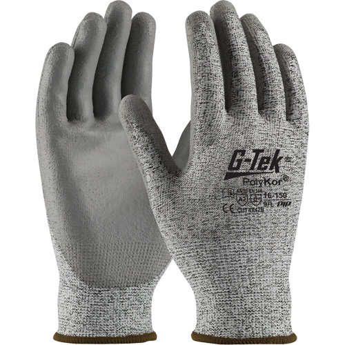 Gants r&eacute;sistants aux coupures G-Tek en tricot sans couture, Taille T-petit, Calibre 13, Rev&ecirc;tement Polyur&eacute;thane, Enveloppe en PolyKor, ASTM ANSI niveau A2/EN 388 niveau B The Estey Group