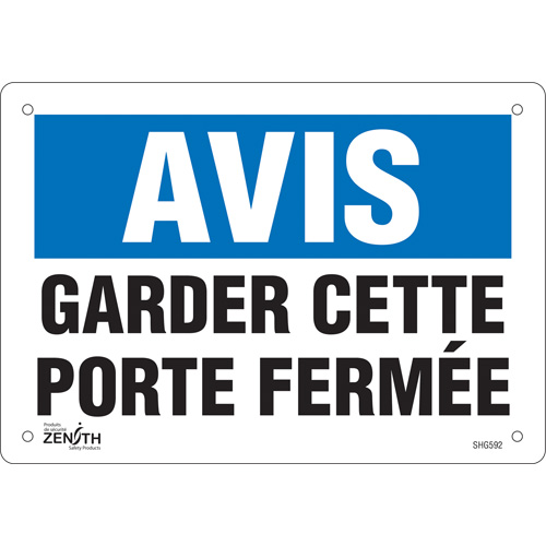Enseigne  Porte ferm&eacute;e , 7" x 10", Vinyle, Français The Estey Group