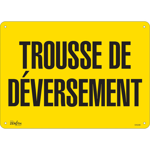Enseigne  Trousse de d&eacute;versement , 10" x 14", Plastique, Français The Estey Group