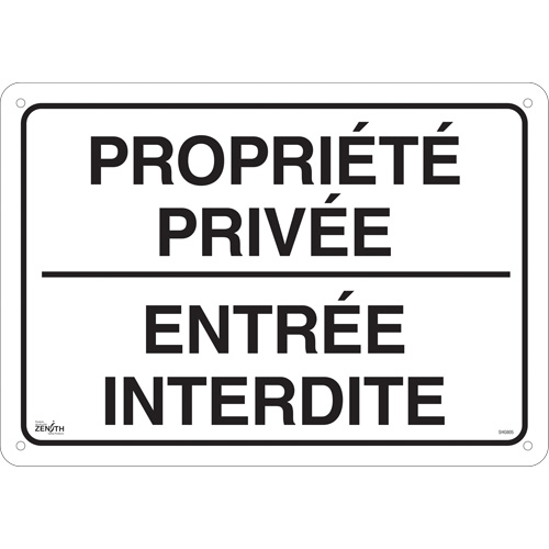 "Propri&eacute;t&eacute; priv&eacute;e" Sign, 14" x 20", Aluminum, French The Estey Group