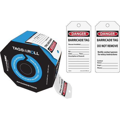 Danger Barricade Tags, Cardstock, 3" W x 6-1/4" H, English The Estey Group