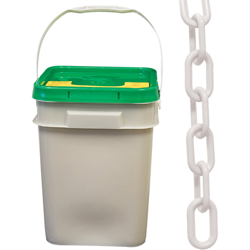 Heavy-Duty Plastic Safety Chain, White, 2" Link, 120' Length The Estey Group