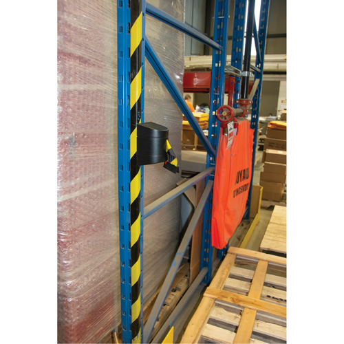 Magnetic Wall Mount Barrier with Magnetic Tape, Plastic, Magnetic Mount, 15', Black and Yellow Tape The Estey Group