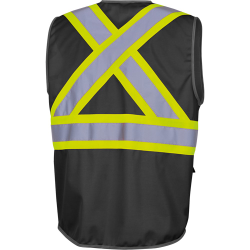 6959BK Tricot High-Visibility Safety Vest with Zipper Closure, Black, X-Small, Polyester The Estey Group