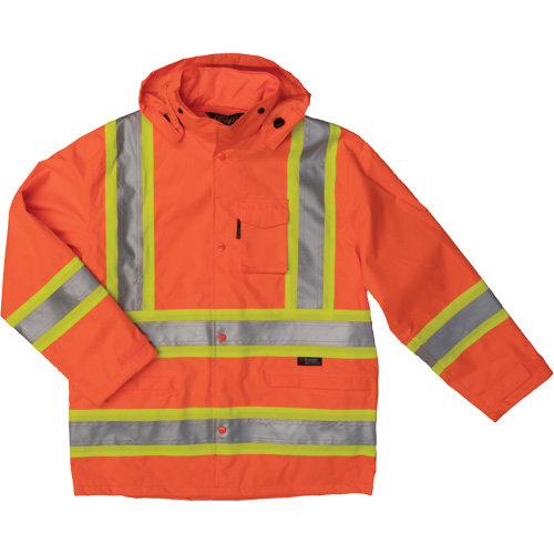 Ripstop Safety Rain Jacket, Polyester, Large, High Visibility Orange The Estey Group
