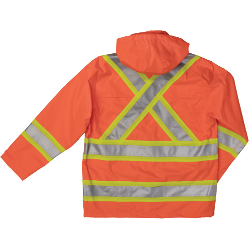 Ripstop Safety Rain Jacket, Polyester, Large, High Visibility Orange The Estey Group