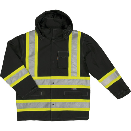Ripstop Safety Rain Jacket, Polyester, X-Large, Black The Estey Group