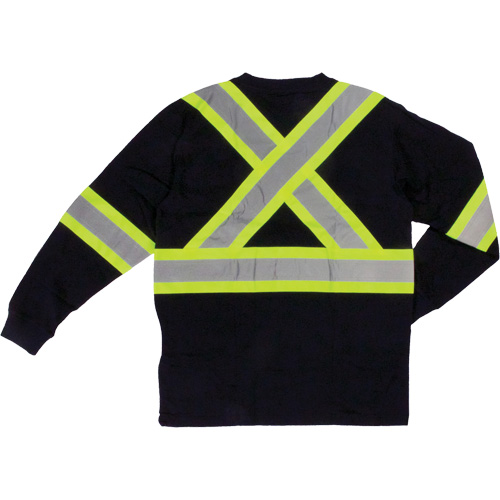 Long Sleeve Safety T-Shirt, Cotton, X-Small, Black The Estey Group