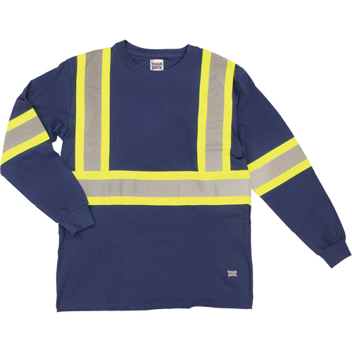 Long Sleeve Safety T-Shirt, Cotton, X-Small, Navy Blue The Estey Group