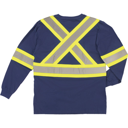 Long Sleeve Safety T-Shirt, Cotton, X-Small, Navy Blue The Estey Group