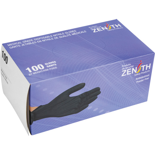 Gants d'examen de poids lourd &agrave; prise tactile, Grand, Nitrile, 8 mils, Sans poudre, Noir, Classe 2 The Estey Group