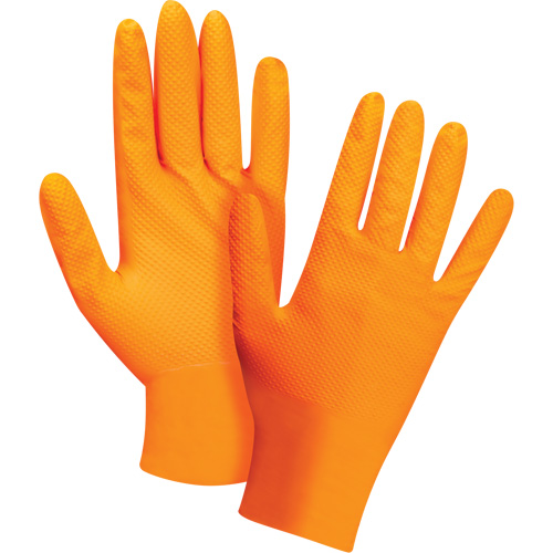 Gants d'examen de poids lourd &agrave; prise tactile, Petit, Nitrile, 8 mils, Sans poudre, Orange, Classe 2 The Estey Group