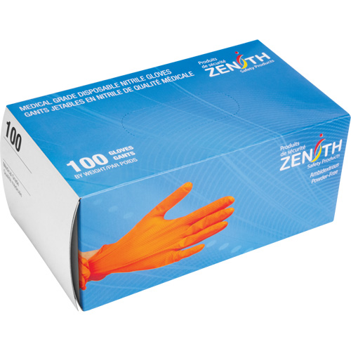 Gants d'examen de poids lourd &agrave; prise tactile, Petit, Nitrile, 8 mils, Sans poudre, Orange, Classe 2 The Estey Group