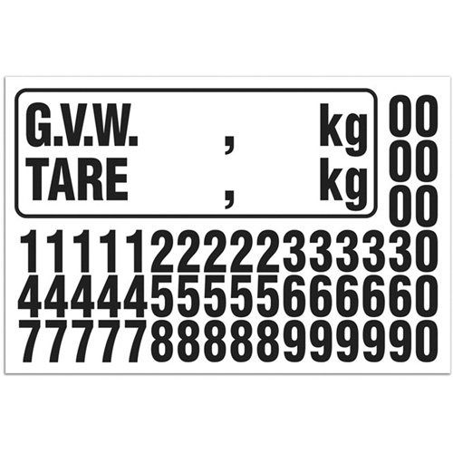 Trousse de num&eacute;rotation de la masse brute du v&eacute;hicule (MBV) pour camion, Num&eacute;ros/lettres/ponctuation assortis, Noir The Estey Group