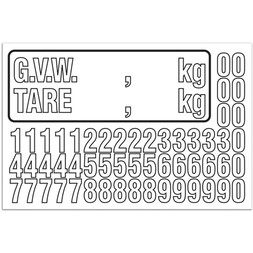 G.V.W. Truck Number Kit, Assorted Numbers/Letters/Punctuation, White The Estey Group