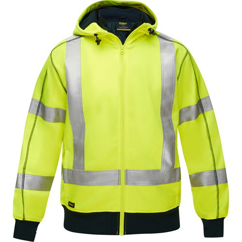 Bisley&reg; X-Back Full Zip Hooded Sweatshirt with Sherpa Lining, 3X-Large, High Visibility Lime-Yellow The Estey Group