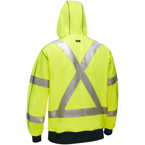 Bisley&reg; X-Back Full Zip Hooded Sweatshirt with Sherpa Lining, 3X-Large, High Visibility Lime-Yellow The Estey Group