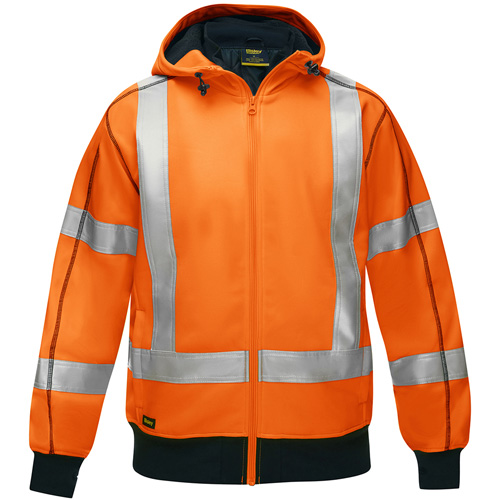 Bisley&reg; X-Back Full Zip Hooded Sweatshirt with Sherpa Lining, 3X-Large, High Visibility Orange The Estey Group