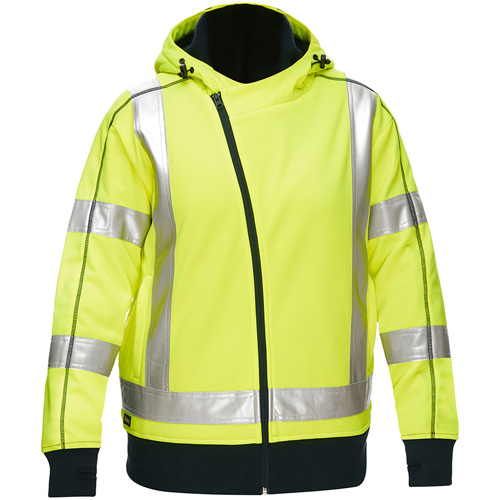 Bisley&reg; X-Back Women's Contoured Full Zip Hooded Sweatshirt with Sherpa Lining, X-Large, High Visibility Lime-Yellow The Estey Group