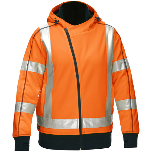 Bisley&reg; X-Back Women's Contoured Full Zip Hooded Sweatshirt with Sherpa Lining, X-Large, High Visibility Orange The Estey Group