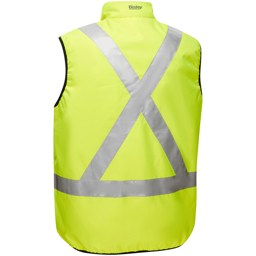 Bisley&reg; X-Back Reversible Puffer Vest, High Visibility Lime-Yellow, Small, Polyester The Estey Group