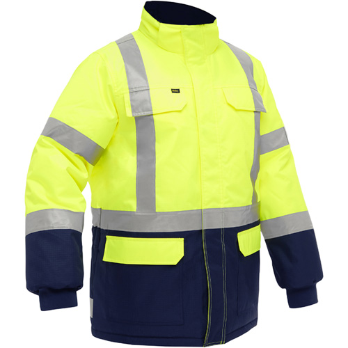 Bisley&reg; X-Back Extreme Cold Jacket with Navy Bottom, Polyester, High Visibility Lime-Yellow, Medium The Estey Group