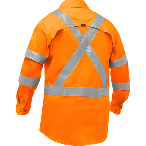 Bisley&reg; X-Back Long Sleeve Work Shirt with X-Airflow, Poly-Cotton, Small, High Visibility Orange The Estey Group