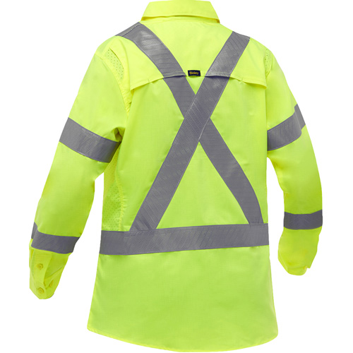 Bisley&reg; X-Back Women's Long Sleeve Work Shirt with X-Airflow, Poly-Cotton, Small, High Visibility Lime-Yellow The Estey Group