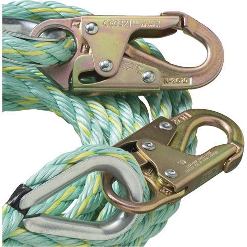 VL-1122-100 Cordage de s&eacute;curit&eacute; vertical avec crochet mousqueton d'ancrage, Copolym&egrave;re The Estey Group