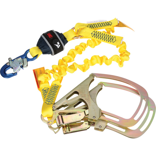 Twin-Leg Stretch Web Shock-Absorbing Lanyard, 6', Rebar Hook Center, Snap Hook Leg Ends The Estey Group