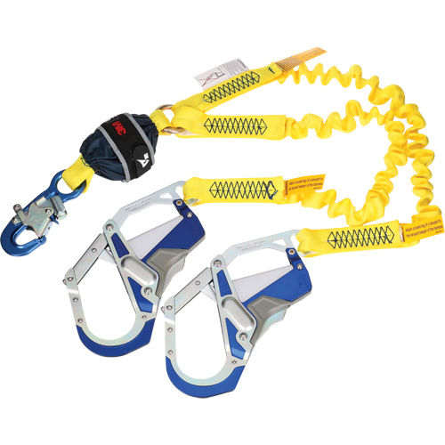 Longe &eacute;lastique d'ancrage double &agrave; amortisseur de choc en sangle, 6', Point d'ancrage &agrave; Crochet d'armature, Crochet mousqueton aux jambes The Estey Group