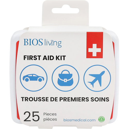 Trousse de premiers soins pour la maison et le voyage de 25 morceaux, Boîte en plastique The Estey Group