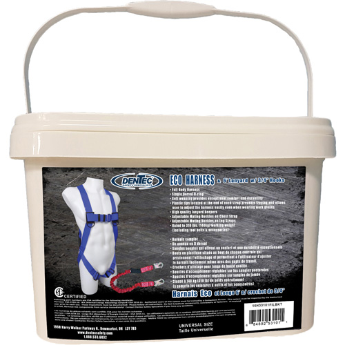 ECO Safety Harness in Pail with 6' Lanyard, CSA Certified, Class A, 255 lbs. Cap. The Estey Group