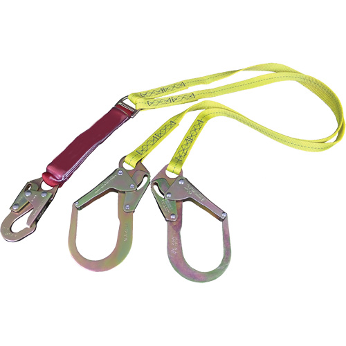External Energy Absorber Lanyard with 2-1/4" Hooks, 6', Snap Hook Center, Snap Hook Leg Ends, Polyester The Estey Group
