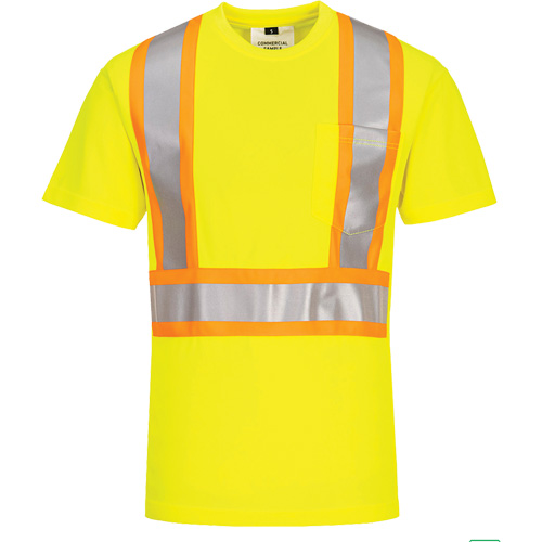 T-shirt de s&eacute;curit&eacute; &agrave; bandes contrastantes, Polyester, Petit, Jaune lime haute visibilit&eacute; The Estey Group