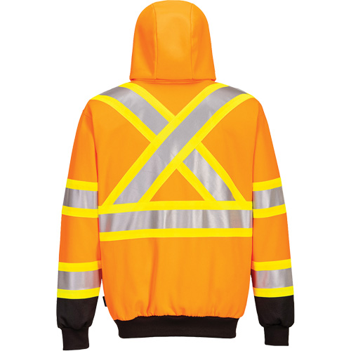 Contrast-Striped Safety Hoodie, Small, Black/High Visibility Orange The Estey Group